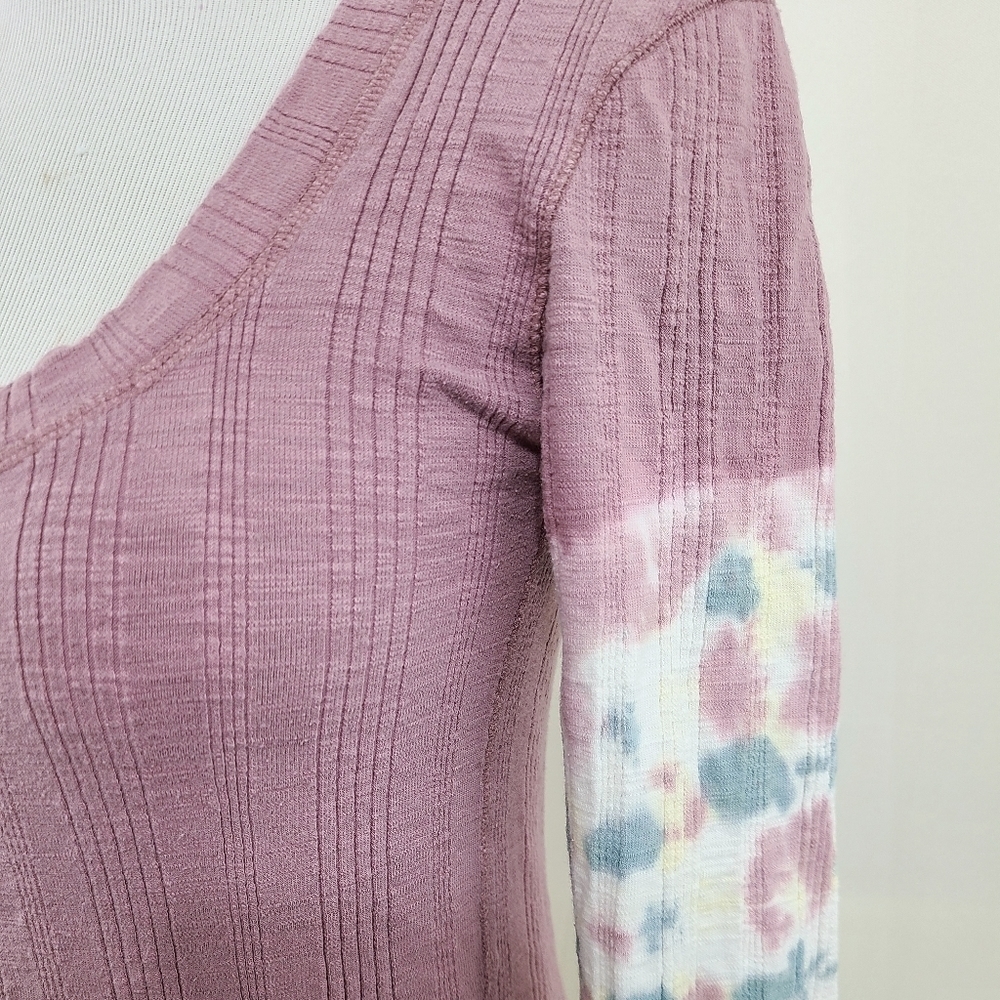 Free People Big Sur long sleeve top tie-dye purple tee women's size Small - Picture 7 of 8